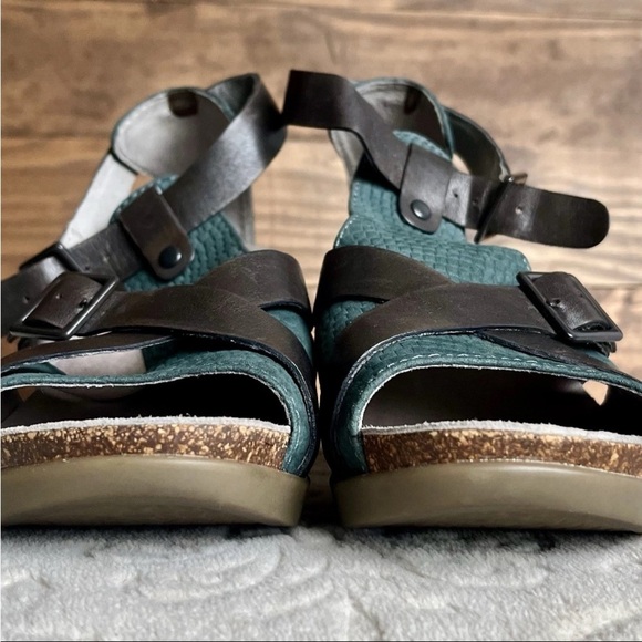 Dansko Dominique Block Heel Comfort Sandals Size 39 US 8.5-9 Boho Teal Gray EUC - Picture 2 of 15